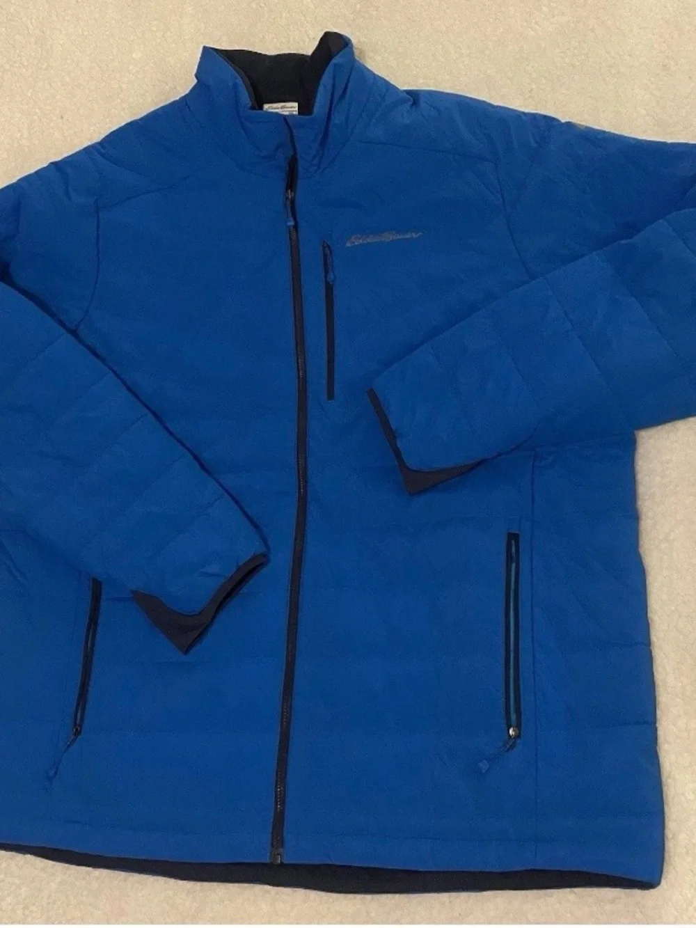 Eddie Bauer First Ascent Jacket Mens 2XL Blue Reversible Puffer Full Zip Outdoor